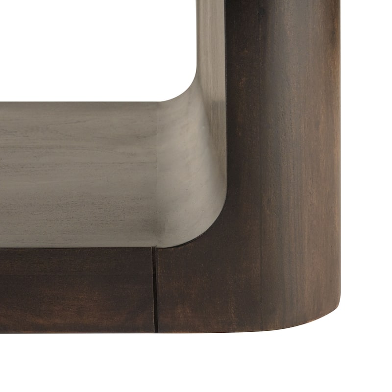 HomeRoots 48" Walnut Solid Wood Floor Shelf Coffee Table With Shelf - 48' X '18' X '22