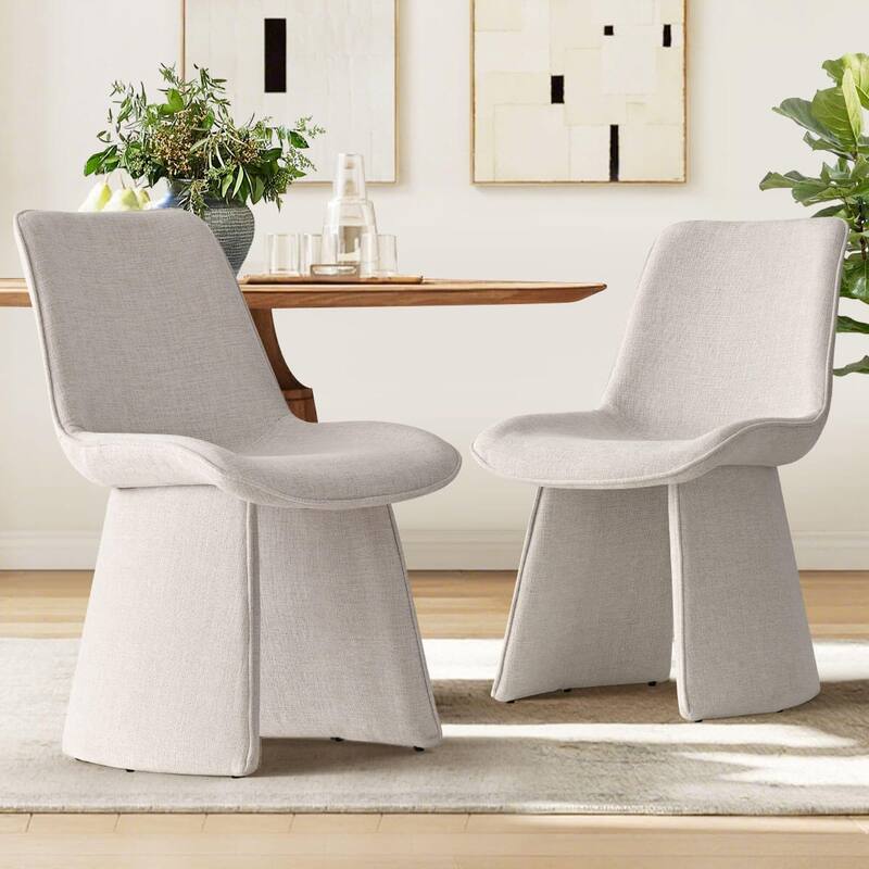 Modern Upholstered Dining Chairs(Set of 2) - Beige