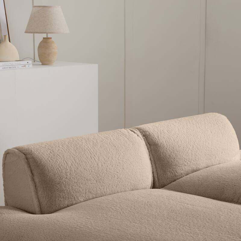 90" Plush Fabric Modular Sectional Sofa with High-Density Foam & Pocket Springs,and 2-Piece Fully Compressed Design