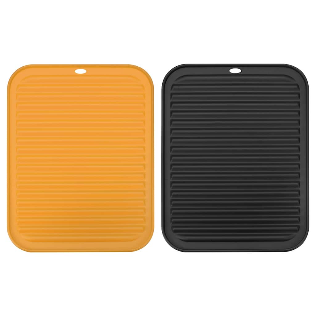 Dish Drying Mat Set, 2Pcs Reusable Sink Drain Pad for Kitchen Counter - 12 x 9 x 0.24 inch