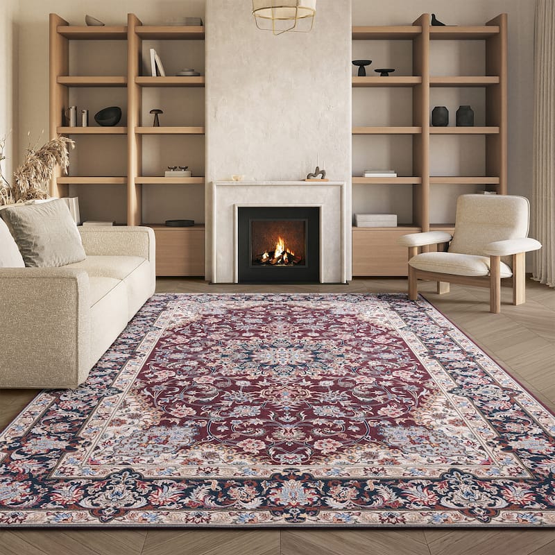 SAFAVIEH Tucson Machine Washable Slip Resistant Aline Traditional Rug