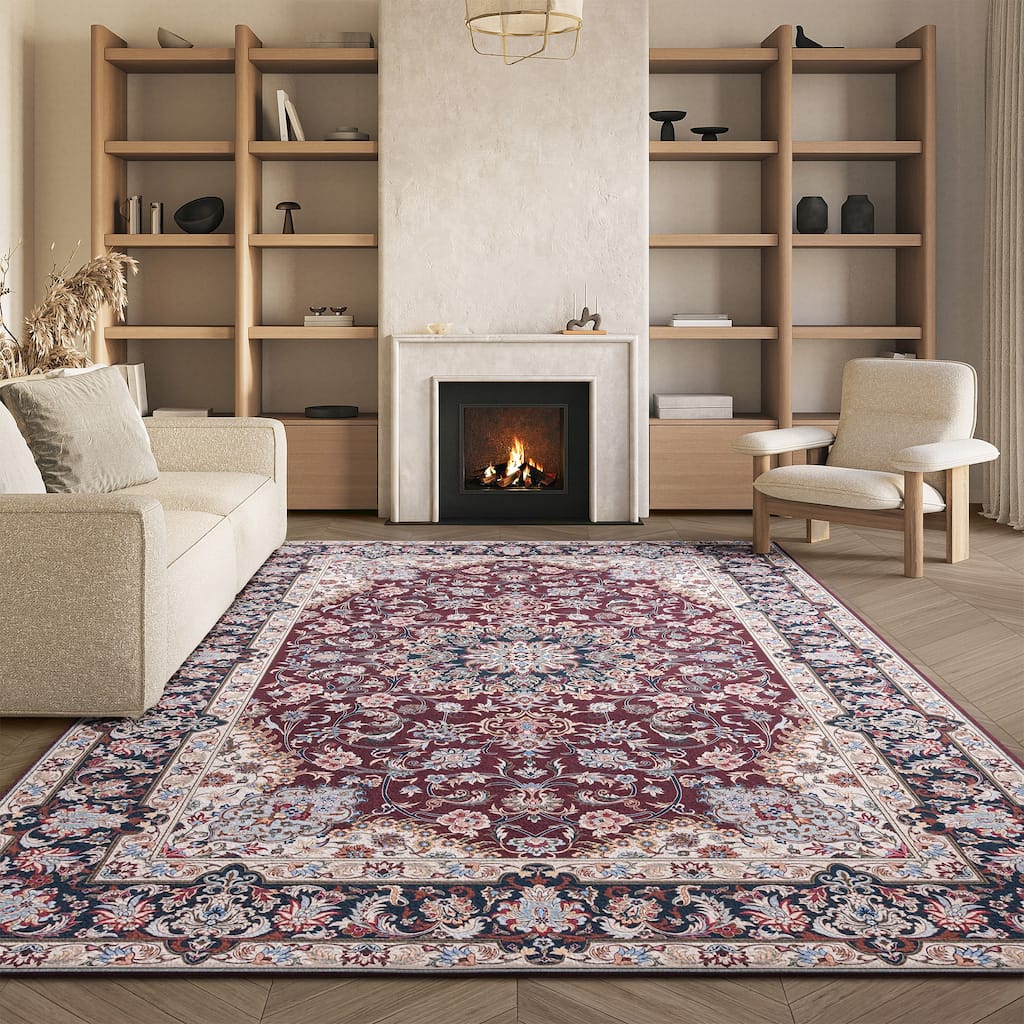 SAFAVIEH Tucson Machine Washable Slip Resistant Aline Traditional Rug