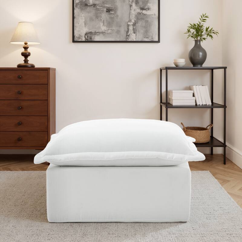 Comfy Cloud Chenille Upholstered Modular Sectional Ottoman - Beige