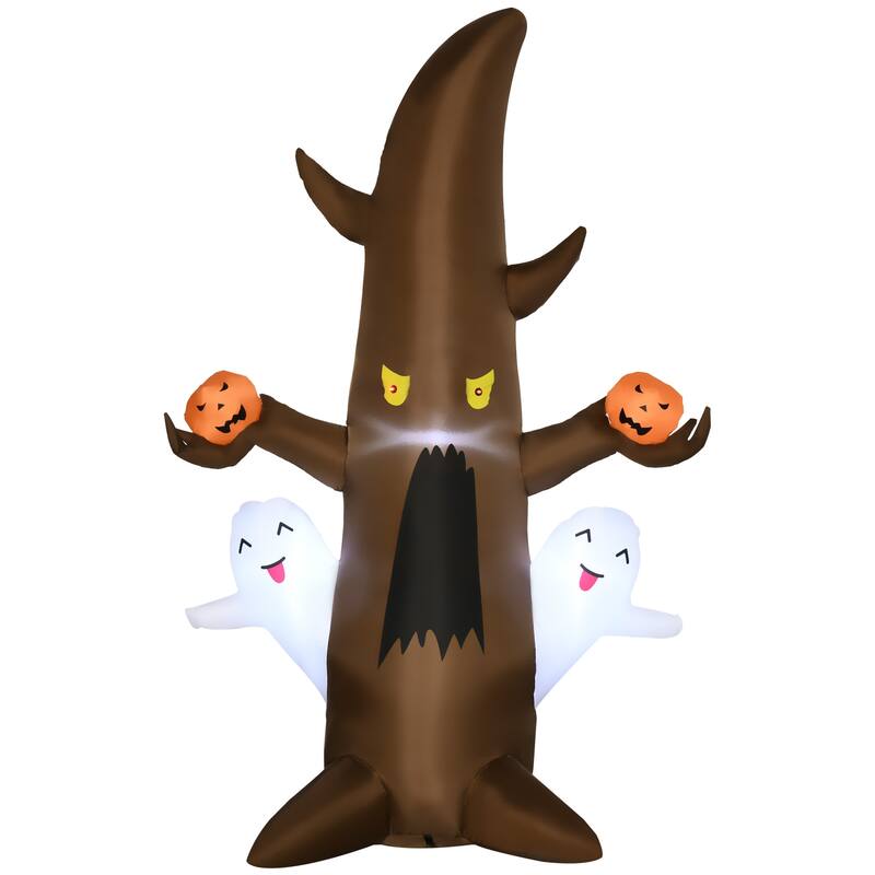 Outsunny 5' Blow-Up Haunted Halloween Tree, Pumpkins, & Ghosts Inflatable Halloween Decoration