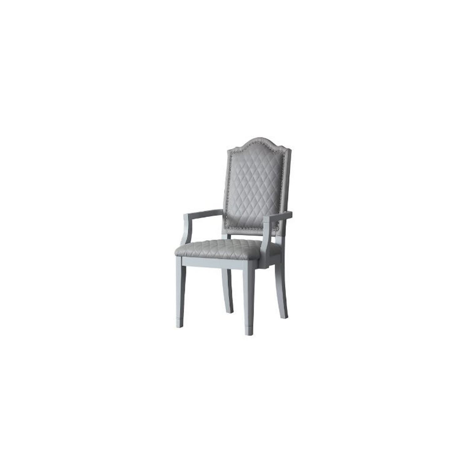 Arm Chair with Padded Seat and Arched Top, Set of 2, Beige