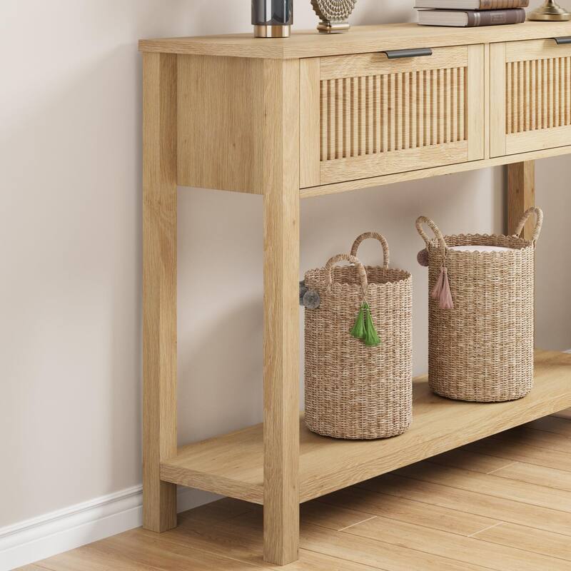 43 Inch Wood Console Table with 2 Drawers