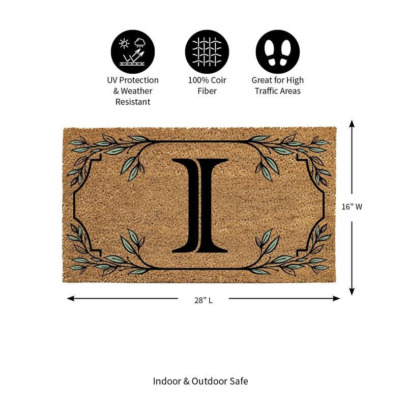 28 in. x 16 in. Monogram Coir Mat, Letter "I"