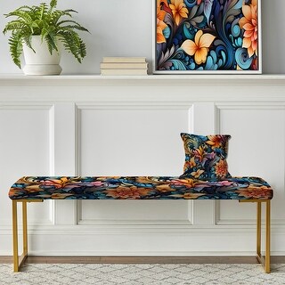 Colorful Springtime Floral Symphony Ballet - Floral Upholstered Bench ...