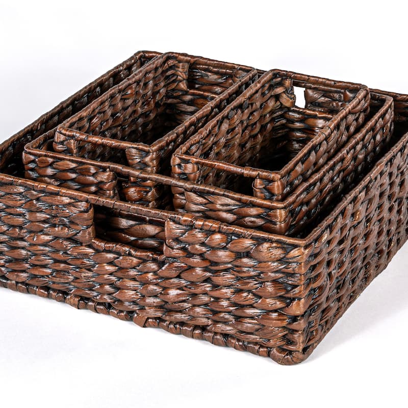 happimess Traditional Assorted Hand-Woven Hyacinth/Iron Baskets, (Set of 10)