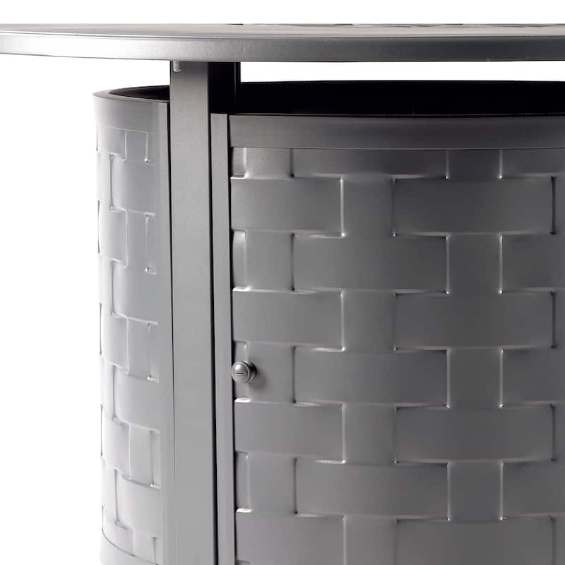 Round 44 in. x 44 in. Aluminum Propane Fire Pit Table with Glass Beads, Two Covers, Lid, 57,000 BTUs