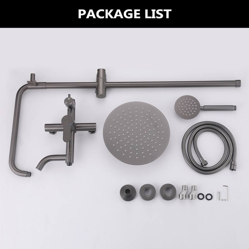 47"H 3-Function 304 Stainless Steel Wall-Mounted Outdoor Shower with Footwash