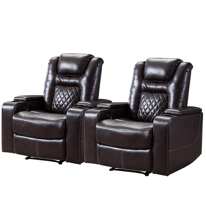 Breathable Leather Home Theater Seating with with USB Ports and Cup Holders