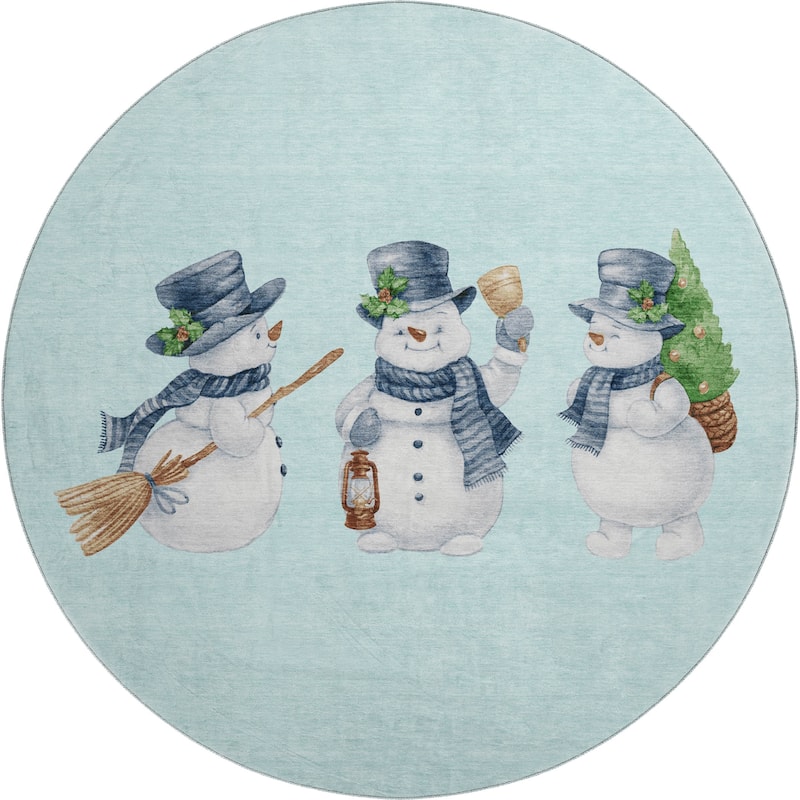 Premium Washable Super Soft Winter Holiday Snowman Mayfield Rug