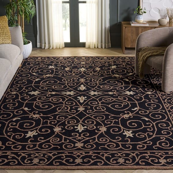 slide 2 of 69, Safavieh Hand-hooked Chelsea Cherrelle Country Oriental Wool Rug 10' x 14' - Black - Rectangle