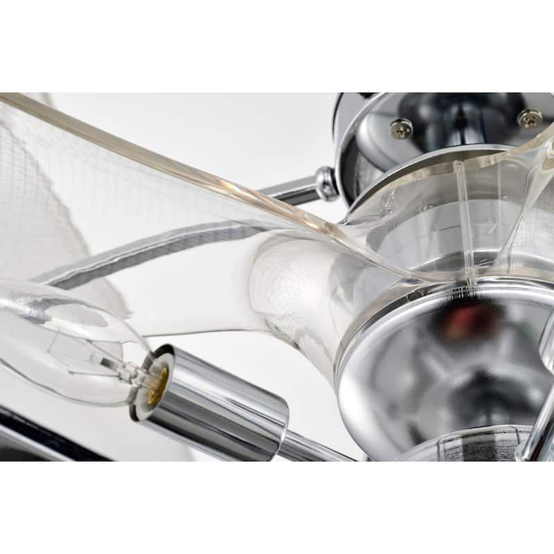 23-inch Silver and Matte Black 6 Lights 3 Blades Lighted Ceiling Fan with Remote