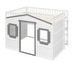 preview thumbnail 61 of 112, Solid Wood House Loft Bed with Window Design and Ladder, Twin/Full Size Playhouse Bed Loft Bed Frame with Guardrail for Kids