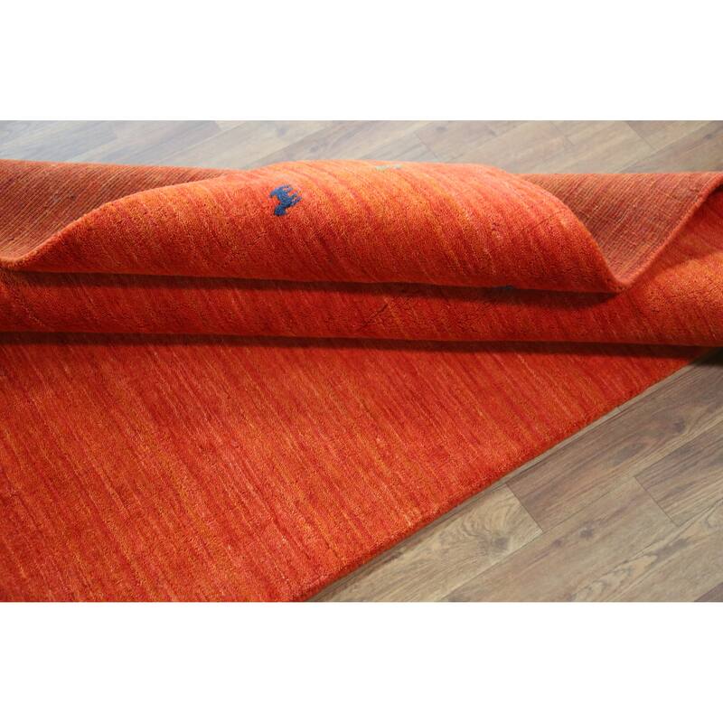 Hand Knotted Oriental 100% Wool Carpet Tribal Animal Pictorial Oranges & Rust Gabbeh Area Rug - 6' 6'' X 4' 6''