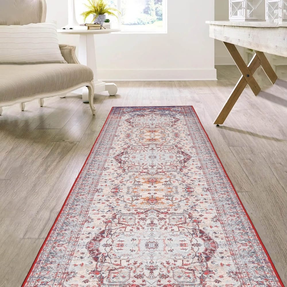 LoomBloom Beige Vintage Boho Area Rug Traditional Polyester Flatweave
