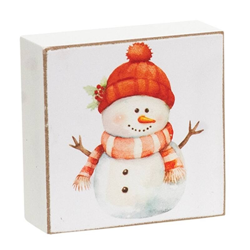 Snow One Like You Square Blocks with Snowman Designs - 4 Asstd. - 2” x 0.75” x 2”