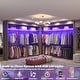 preview thumbnail 16 of 22, Industrial Pipe Clothing Rack, Reversible 118.3'' Garment Rack with LED Lights& Shelves for Walk-in Closet