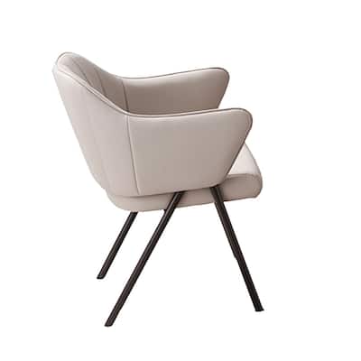 Black/Taupe Faux Leather Upholstered Metal Frame Dining Chair, Set of 2, Sturdy Dining Chair for Dining Rooms - 25.5
