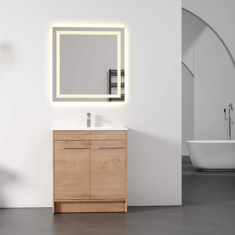 Kay Oak Natural Vanity Kit (Assembly Required) - 30 x 18 x 34