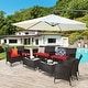 preview thumbnail 13 of 49, Costway 8PCS Rattan Patio Furniture Set Cushioned Sofa Chair Coffee - See Details Red