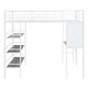 preview thumbnail 16 of 34, Stylish Metal Loft Bed Frame with 3 Layers of Shelves, Desk, Whiteboard, Ladder and Guardrails, Large Space Underneath