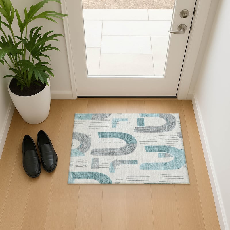 Premium Washable Super Soft Contemporary Mayfield Rug - Teal - 1'8" x 2'6"