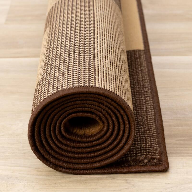 Florence Collection - Vintage Brown Squares Area Rug