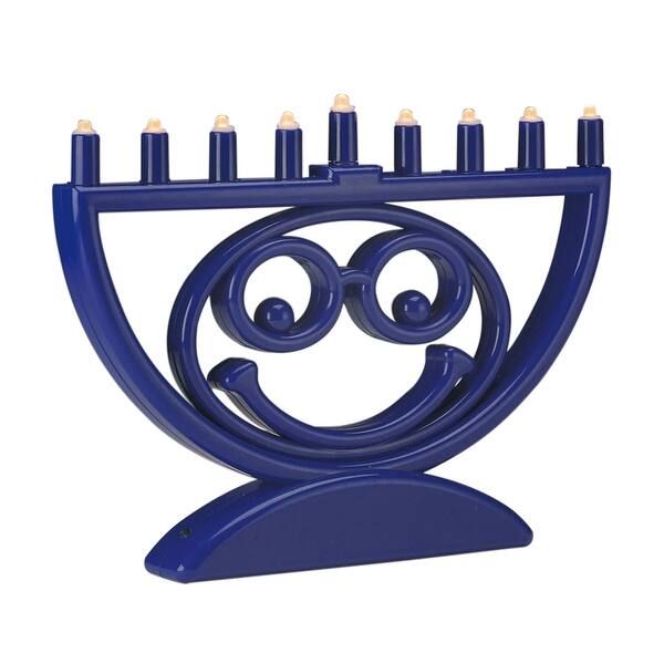 Shop 8 5 Blue Battery Operated Multi Function Led Menoji Hanukkah Menorah On Sale Overstock 16542541