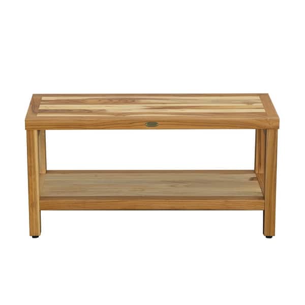 large rectangular teak bench with shelf in natural finish large rectangular teak bench with shelf in natural finish