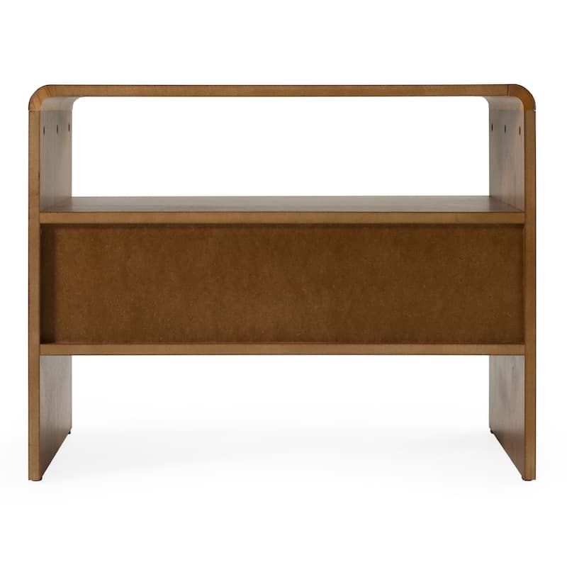 Modrest Emilio Modern Natural Burlap & Walnut Nightstand