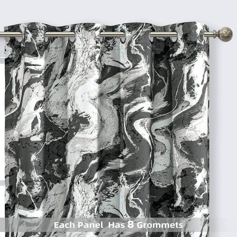 DriftAway Carrara Abstract Marble Ripple Texture Blackout Curtains - 52" Width X 84" Length - 52" Width X 84" Length