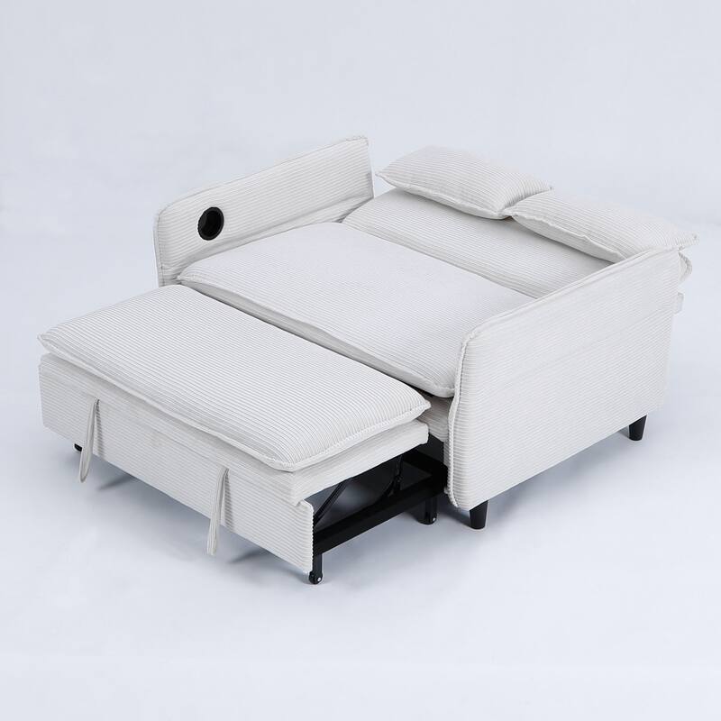 65.74-Inch Letter Striped Fabric Multi-Functional Sofa Bed,Suitable For Bedrooms And Living Rooms