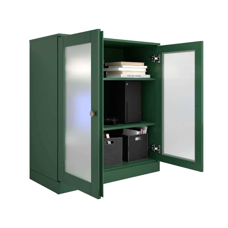 Palace Imports 100% Solid Wood TV Stand with Frosted Glass Doors for TVs up to 32"