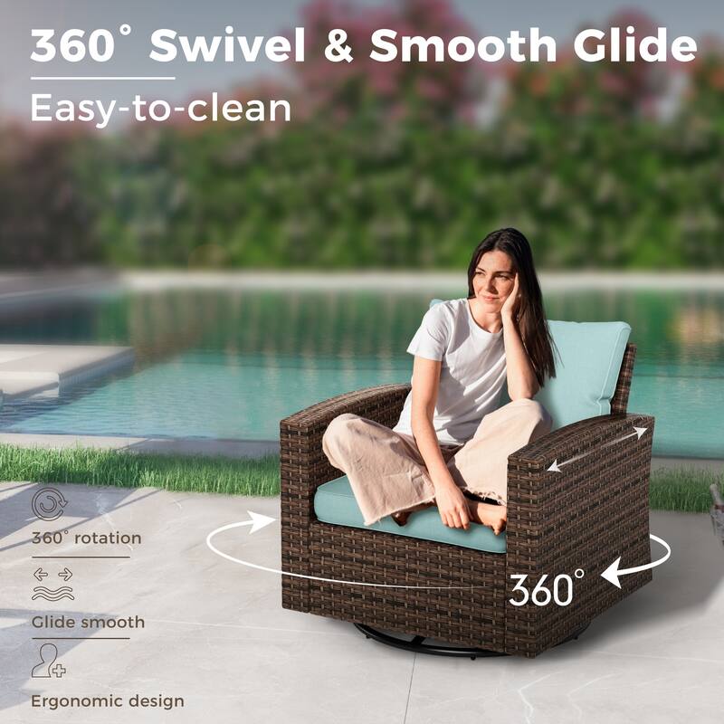 7/9-Seat Patio Furniture Wicker Rattan Outdoor High-back Sectional Sofa Conversation Set with Firepit Table