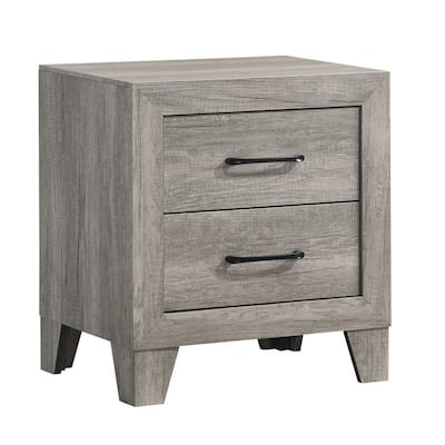Driftwood Gray 2 Drawer 21.6 in. W Nightstand with Sturdy Hardware and Ample Storage