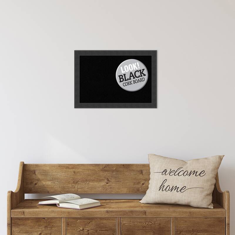 Framed Black Cork Board, Mezzanotte Black