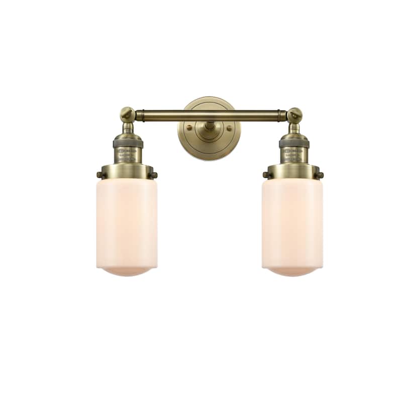 Innovations Lighting Dover 2 Light 14" Wide Bathroom Vanity Light - Antique Brass / Matte White Cased