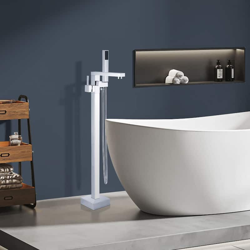 Topcraft Floor Mounted Bathtub Filler with Handheld Showerhead