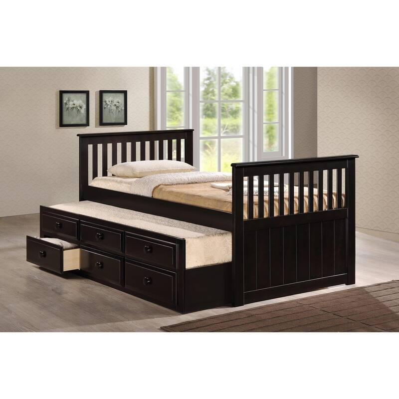 Twin Bed Frame Victorian Style Storage Bed for Kids Boys Bedroom Furniture White