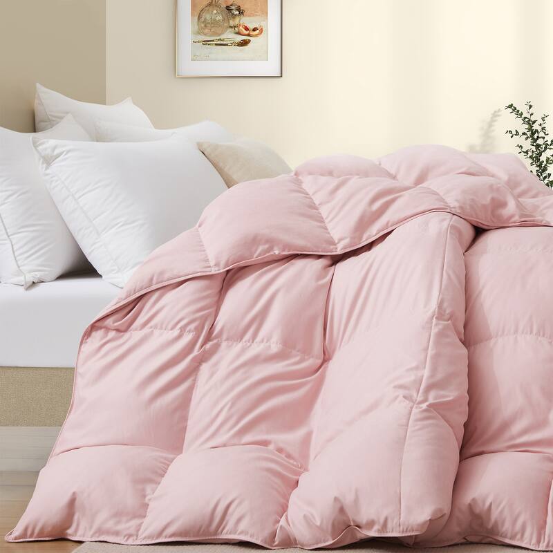All-Season Medium Warmth White Goose Down Comforter with Premium Fabric