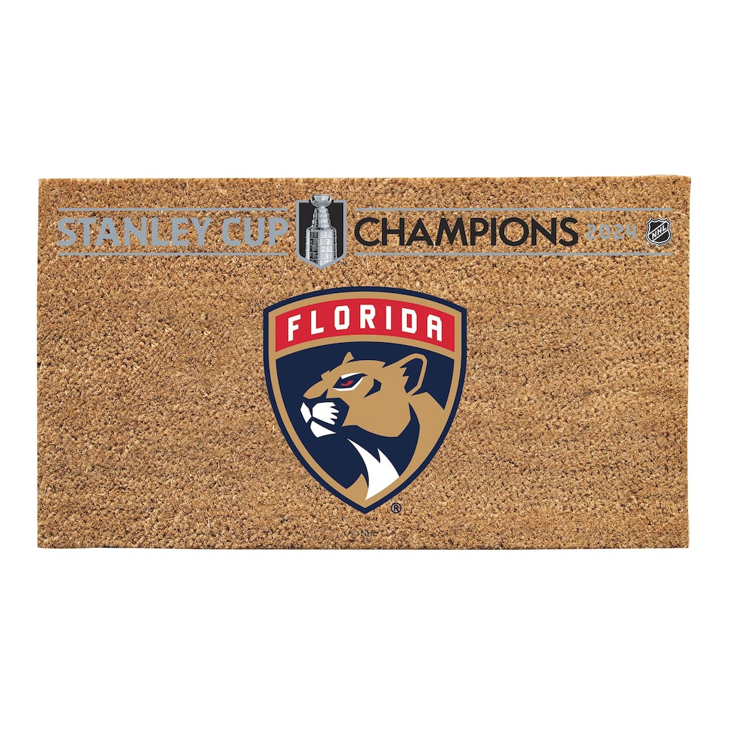28 in. x 16 in. Florida Panthers Natural Coir Mat with Color, Stanley Cup Champions 2024