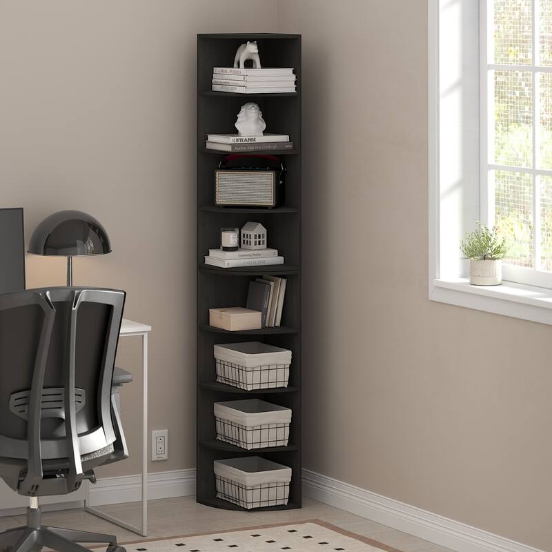 70.87 in. Tall Espresso Wood 8-Shelf Bookcase