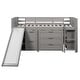 preview thumbnail 41 of 58, Low Twin Loft Bed with Cabinets, Shelves, Slide & Drawers - Compact Design Gray
