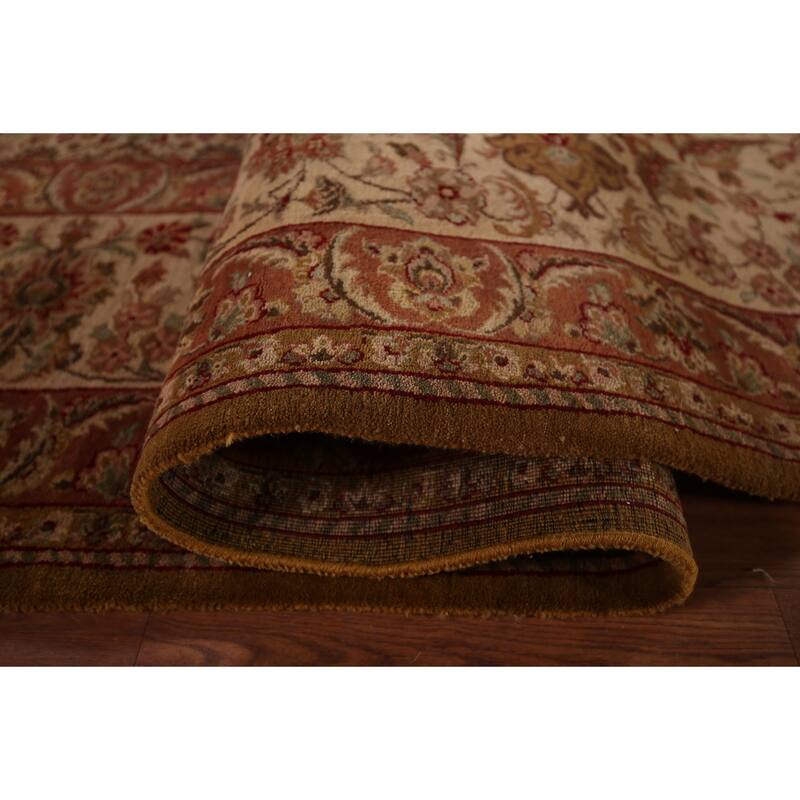 Black Floral Agra Oriental Area Rug Hand-Knotted Wool Carpet - 9'4" X 12'8"