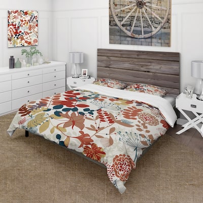 Designart 'Retro Botanical Garden' Bohemian & Eclectic Duvet Cover Set