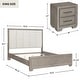 preview thumbnail 12 of 11, Roundhill Furniture Ennesley 3-Piece Gray Wood Bedroom Set, Upholstered Panel Bed and 2 Nightstands