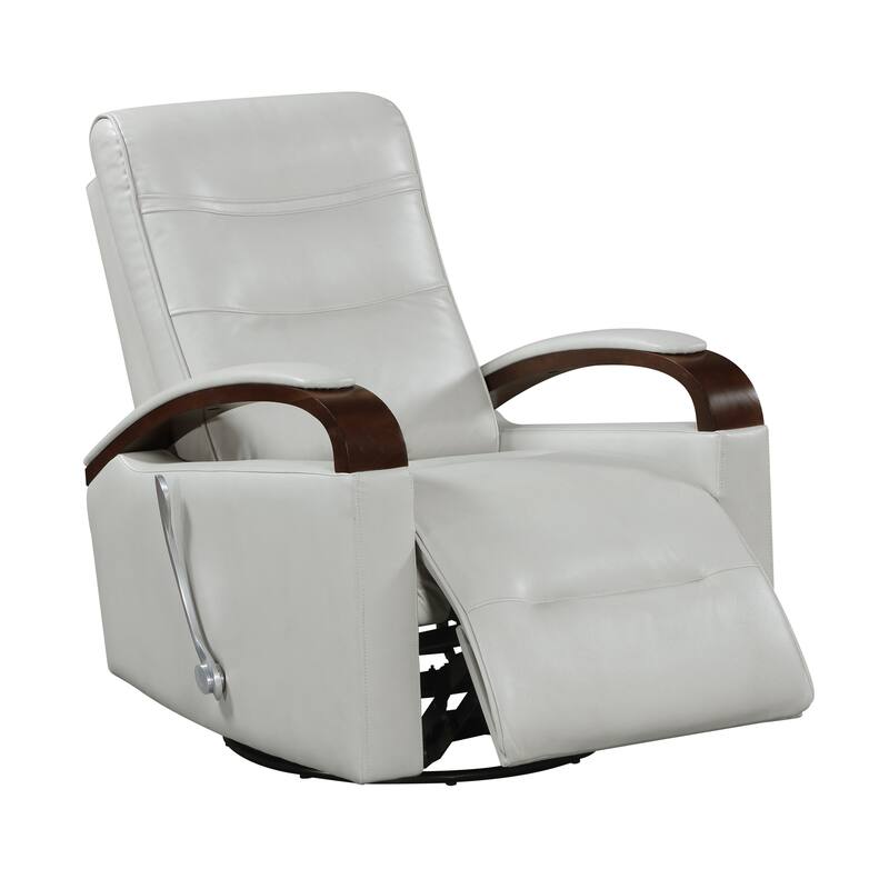 Meredith 31.5" Faux Leather Swivel Glider Recliner - Rubberwood Arm